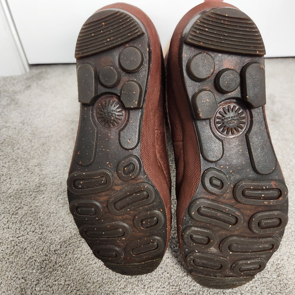 UGG Brown & Cream Lace-Up Winter Boots with Shearling Trim - Picture 11 of 15